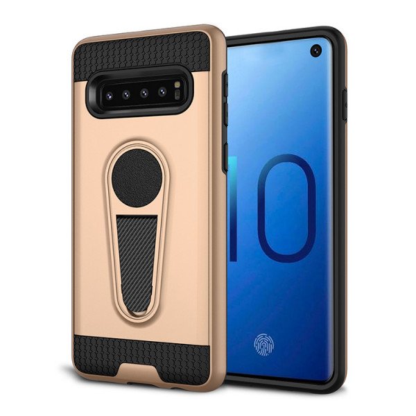 Wholesale Galaxy S10e Metallic Plate Stand Case Work with Magnetic Mount Holder (Gold)